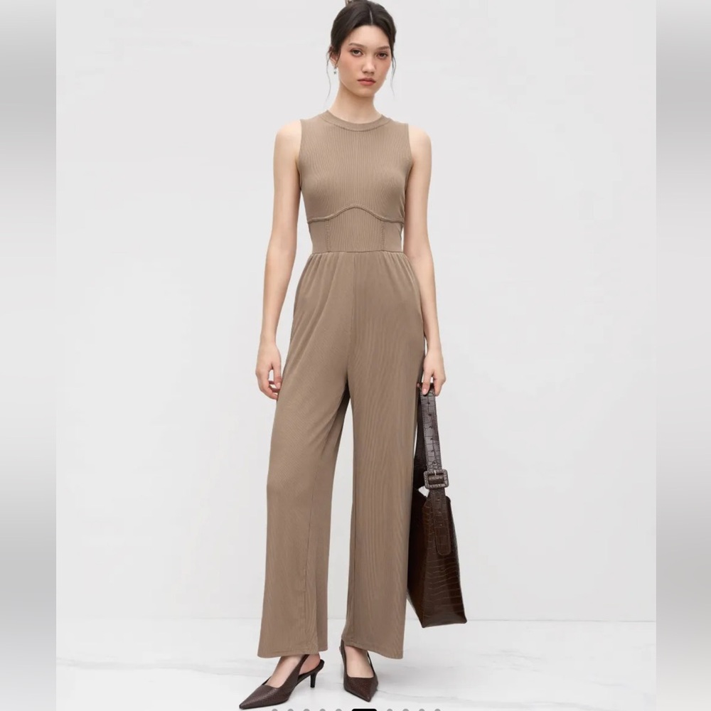 🍎Cider Khaki Ribbed Sleeveless Jumpsuit Women’s XS Brand New With Tags 🍎